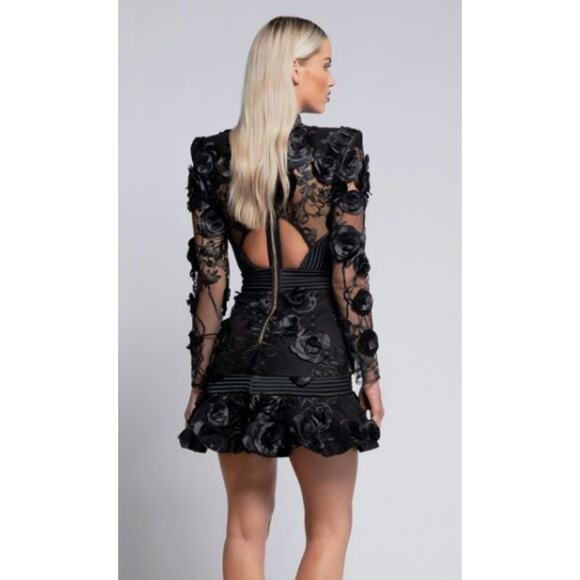 Zhivago THE VENDETTA Embellished Floral Mesh Minidress black size 2 - Picture 11 of 16